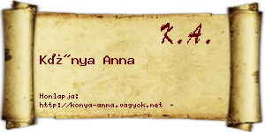 Kónya Anna névjegykártya